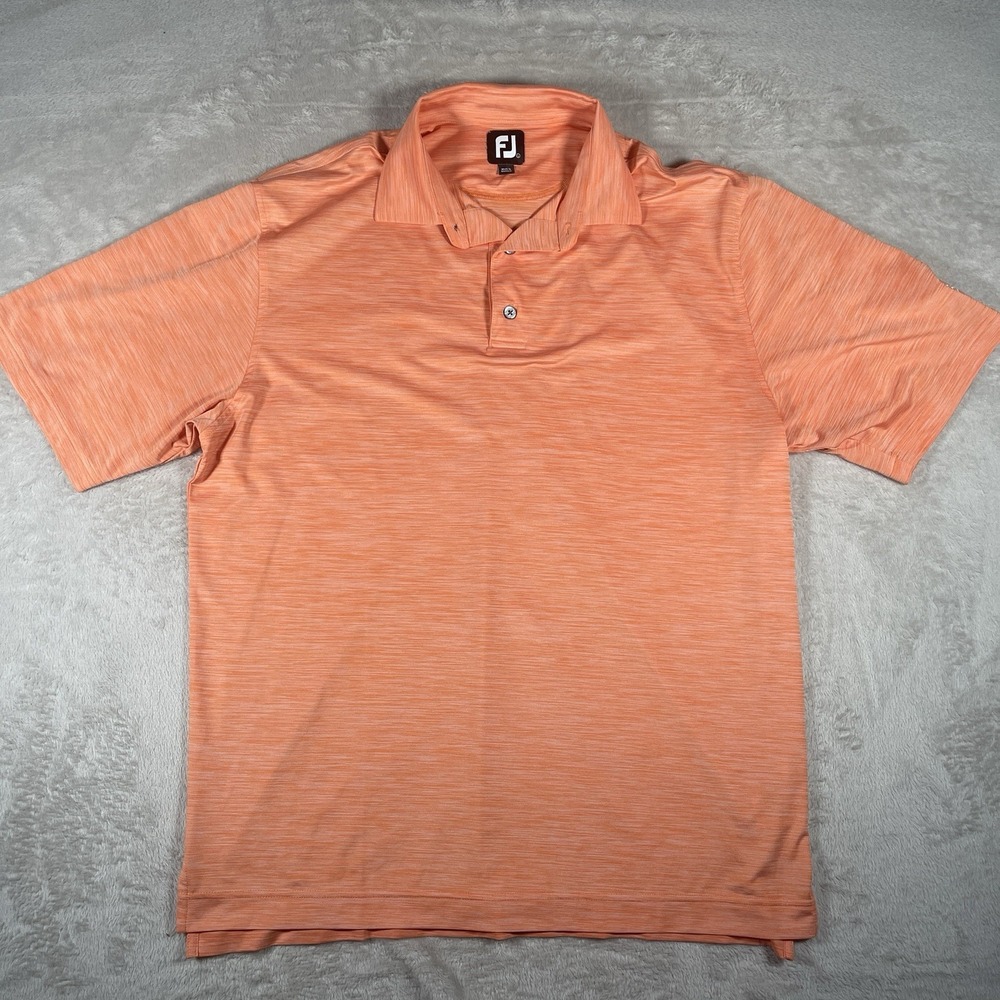 Footjoy Eagle Bend Golf Polo Men's Sz Large Heather Orange Performance Active‎